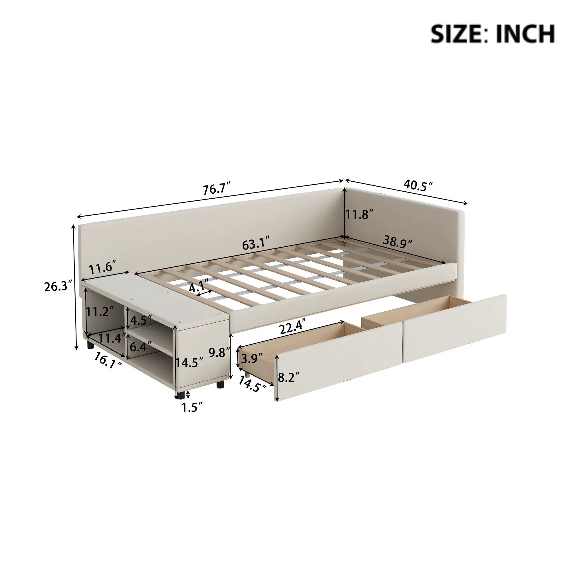 L Shaped Upholstered Platform Bed With Storage And Drawers by Unique Piece Furniture