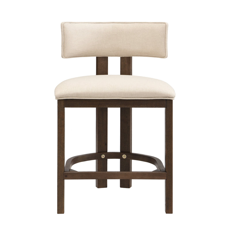 26" Counter Height Bar Stool, Upholstered Counter Stools (Set of 2) - Walnut & Beige by HouseOfZazla