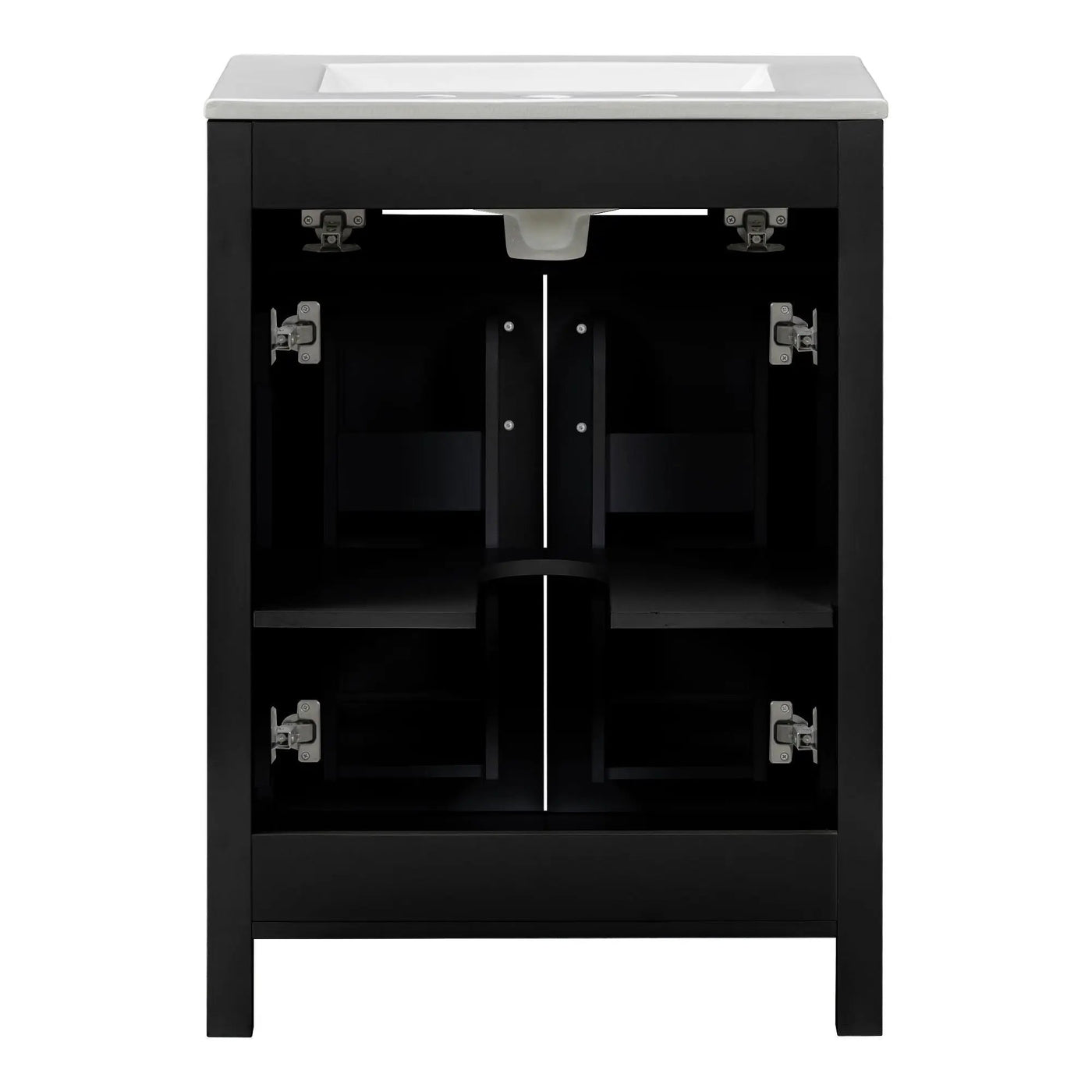 Modern Bathroom Vanity With Ceramic Sink, Soft-Close Doors, Flip Drawer, U-Shaped Shelves, Elegant Storage Solution by HouseOfZazla