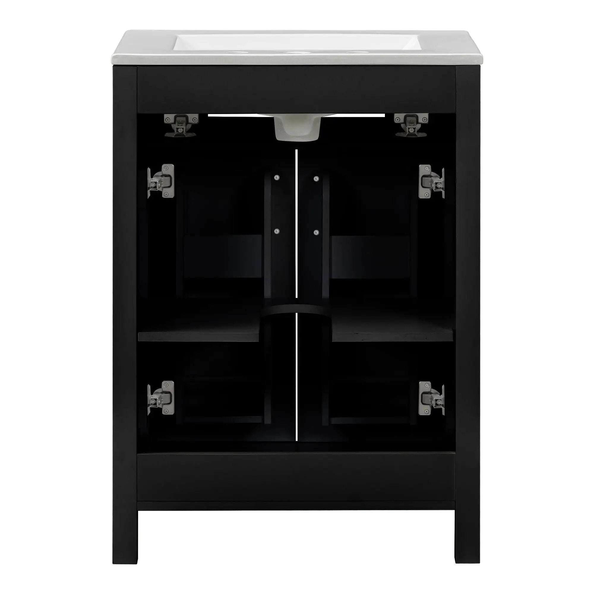 Modern Bathroom Vanity With Ceramic Sink, Soft-Close Doors, Flip Drawer, U-Shaped Shelves, Elegant Storage Solution