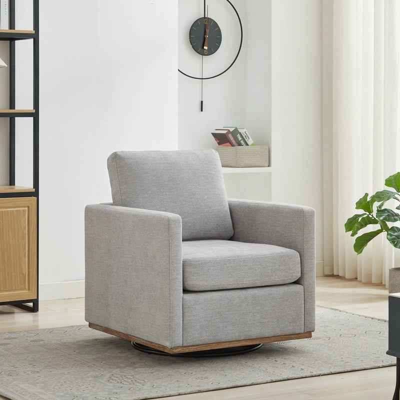 Modern Square Upholstered Swivel Accent Chair with Metal Base by HouseOfZazla