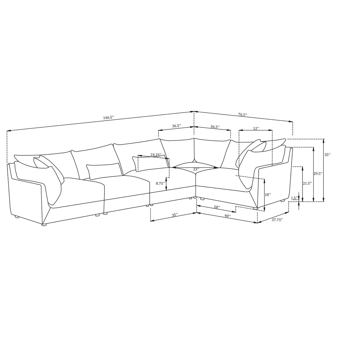Tomasina - Modular Sectional Sofa With Cushions by HouseOfZazla