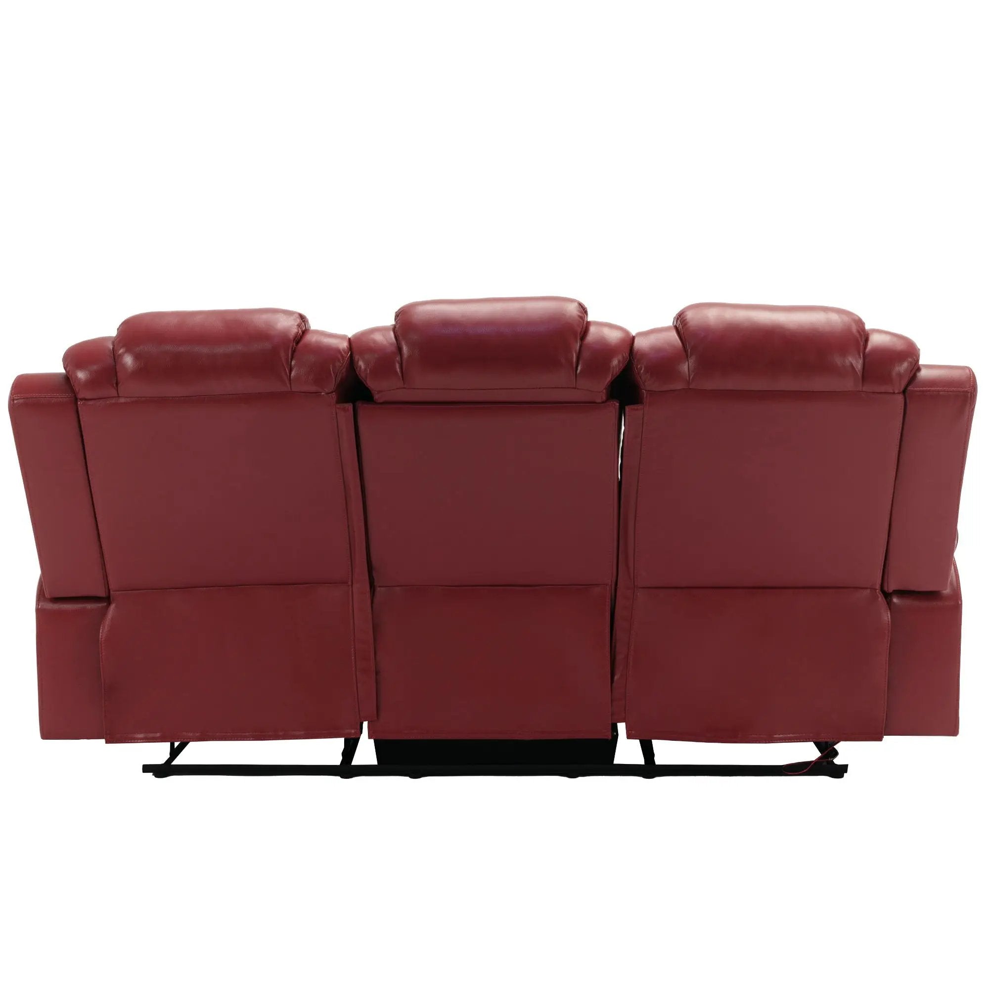 3 Pieces Recliner Sofa Sets Home Theater Seating Manual Recliner Chair With Center Console And LED Light Strip For Living Room by HouseOfZazla