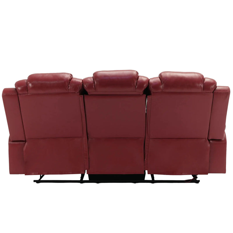 3 Pieces Recliner Sofa Sets Home Theater Seating Manual Recliner Chair With Center Console And LED Light Strip For Living Room by HouseOfZazla