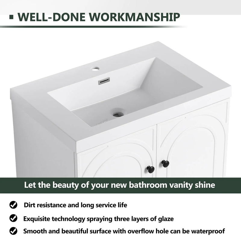 Contemporary Freestanding Bathroom Vanity With Resin Sink & Soft-Close Cabinet Doors by HouseOfZazla