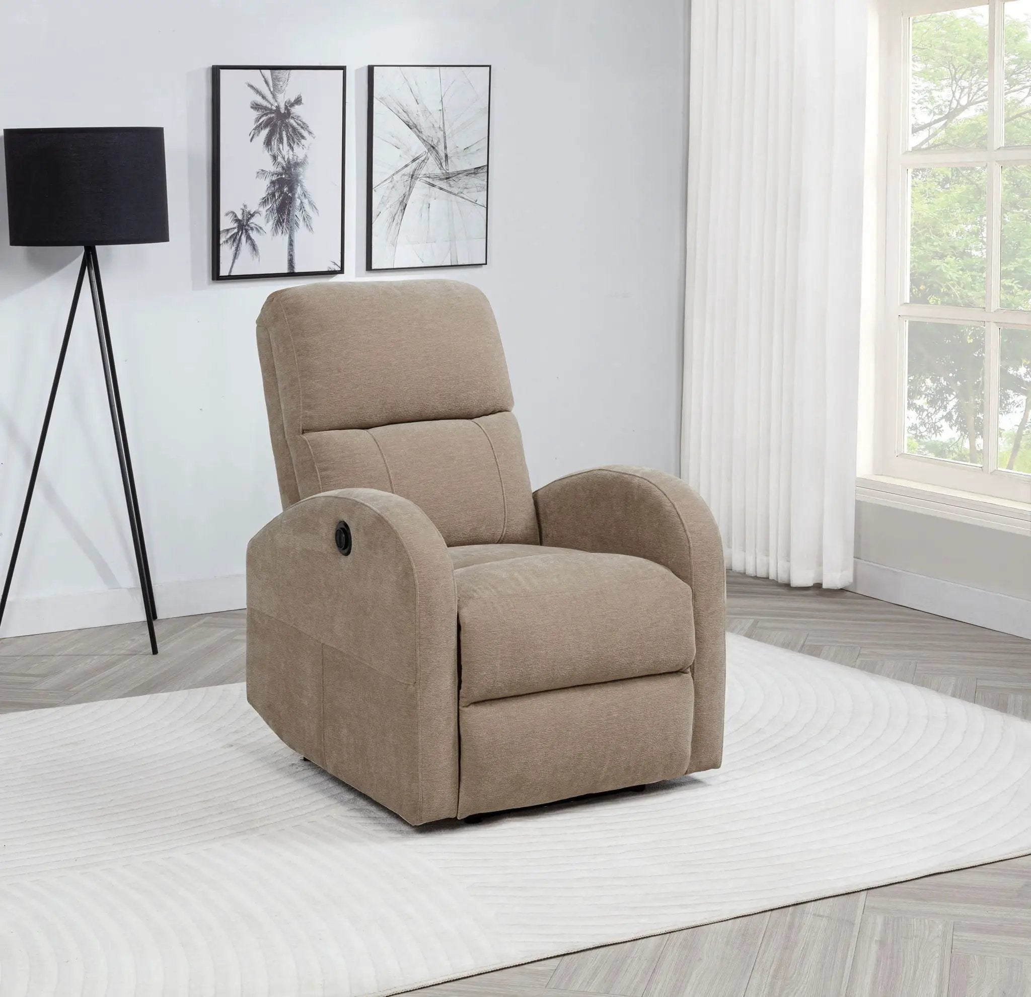 Grant Fabric Upholstered Power Recliner Chair Camel by Unique Piece Furniture