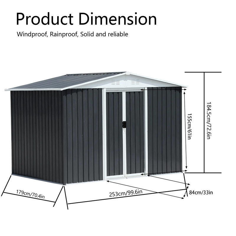 8x6 Feet Apex Roof Dark Storage Shed by HouseOfZazla