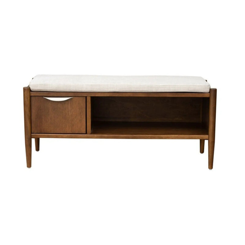 Accent Bench With Storage, Upholstered Cushion - Walnut Brown by HouseOfZazla