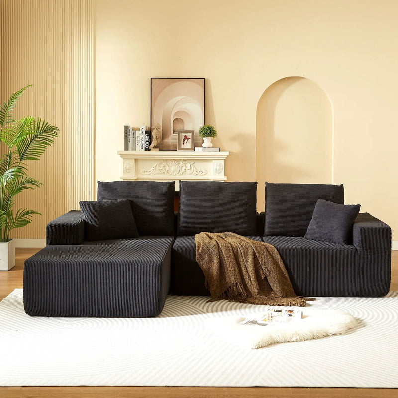Modular Sectional Sofa With Chaise, L Shaped Cloud Couch With Deep Seat, Sectional Couches For Living Room - Black by HouseOfZazla