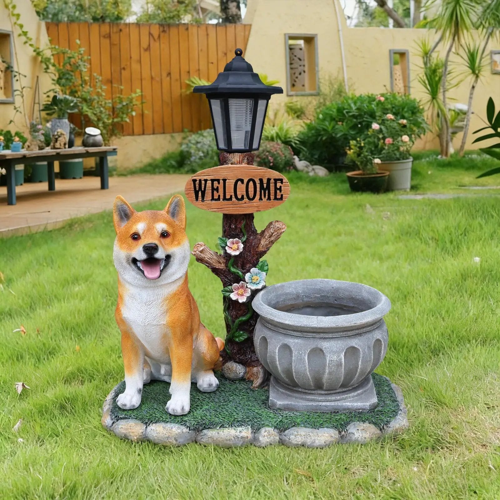 Sitting Akita Dog Planter Garden Decor by HouseOfZazla