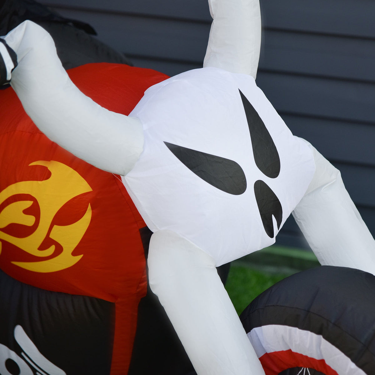 6' Halloween Inflatable Grim Ghost Biker with LED Lights - White, photo 4 of 10