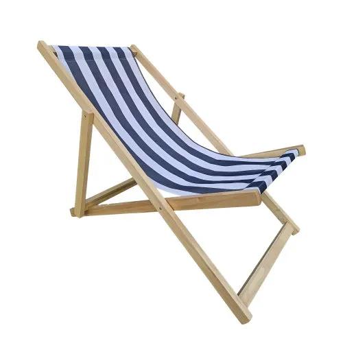 Sling Folding Chaise Lounge Chair - Stripe Blue by Unique Piece Furniture