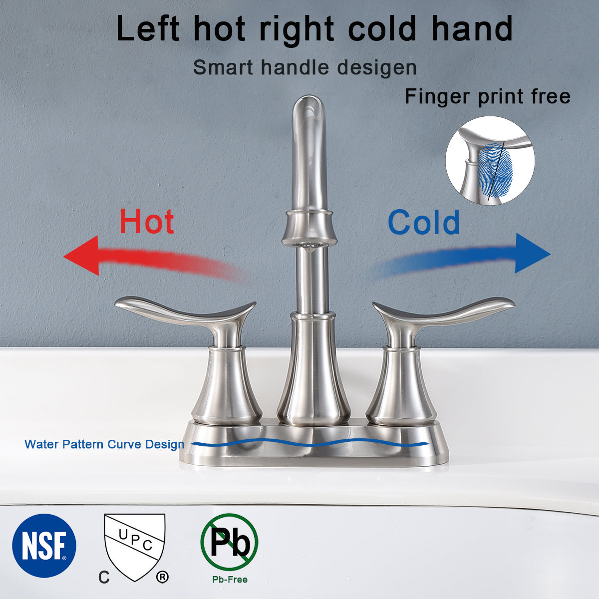 2-Handle 4-Inch Brushed Nickel Bathroom Faucet with Pop-Up Drain by HouseOfZazla