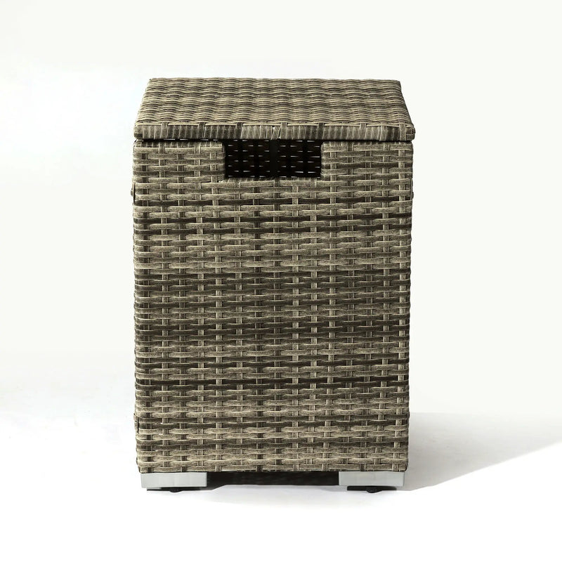 32" Propane Gas Fire Pit Table With Propane Tank Cover, 50000 Btu Rectangular Steel Fire Pit With Beautiful Wicker Base by HouseOfZazla
