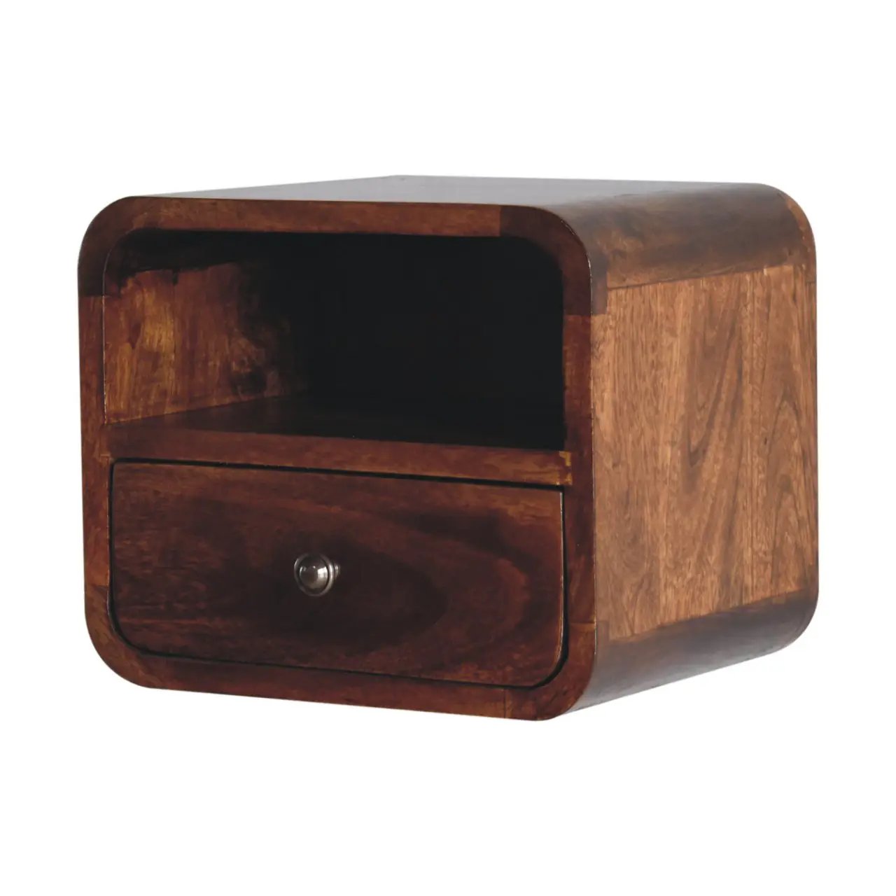 Extra Mini Wall-Mounted Curved Chestnut Nightstand by HouseOfZazla