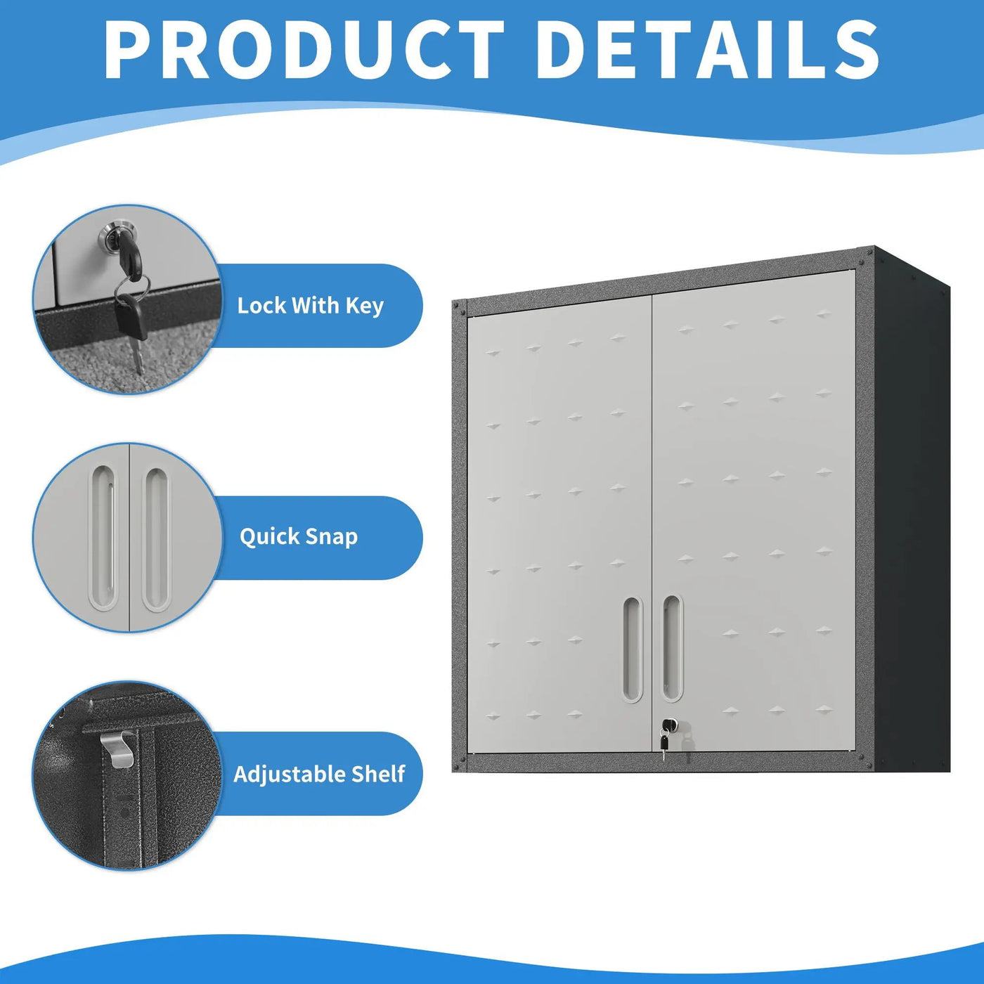 Metal Wall Mounted Tool Storage Cabinet With 2 Locking Doors, Adjustable Shelf, And Drawer by HouseOfZazla