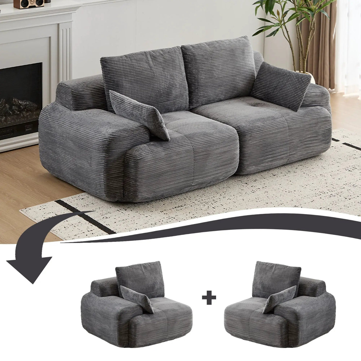 2 Seater Large Sectional Couches For Living Room by HouseOfZazla
