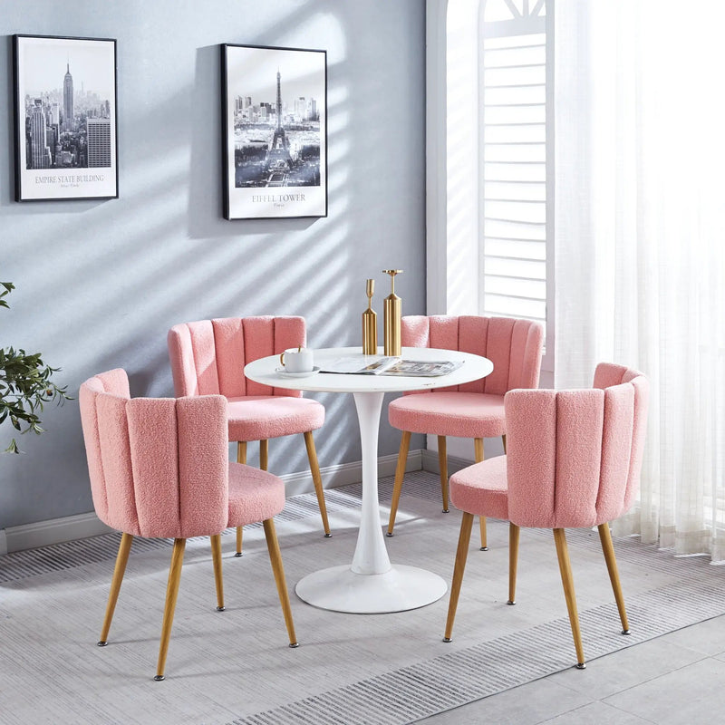Modern Dining Chair (Set of 2) With Iron Tube Wood Color Legs, Shorthair Cushions And Comfortable Backrest, Suitable For Dining Room, Living Room, Cafe, Simple Structure by Unique Piece Furniture