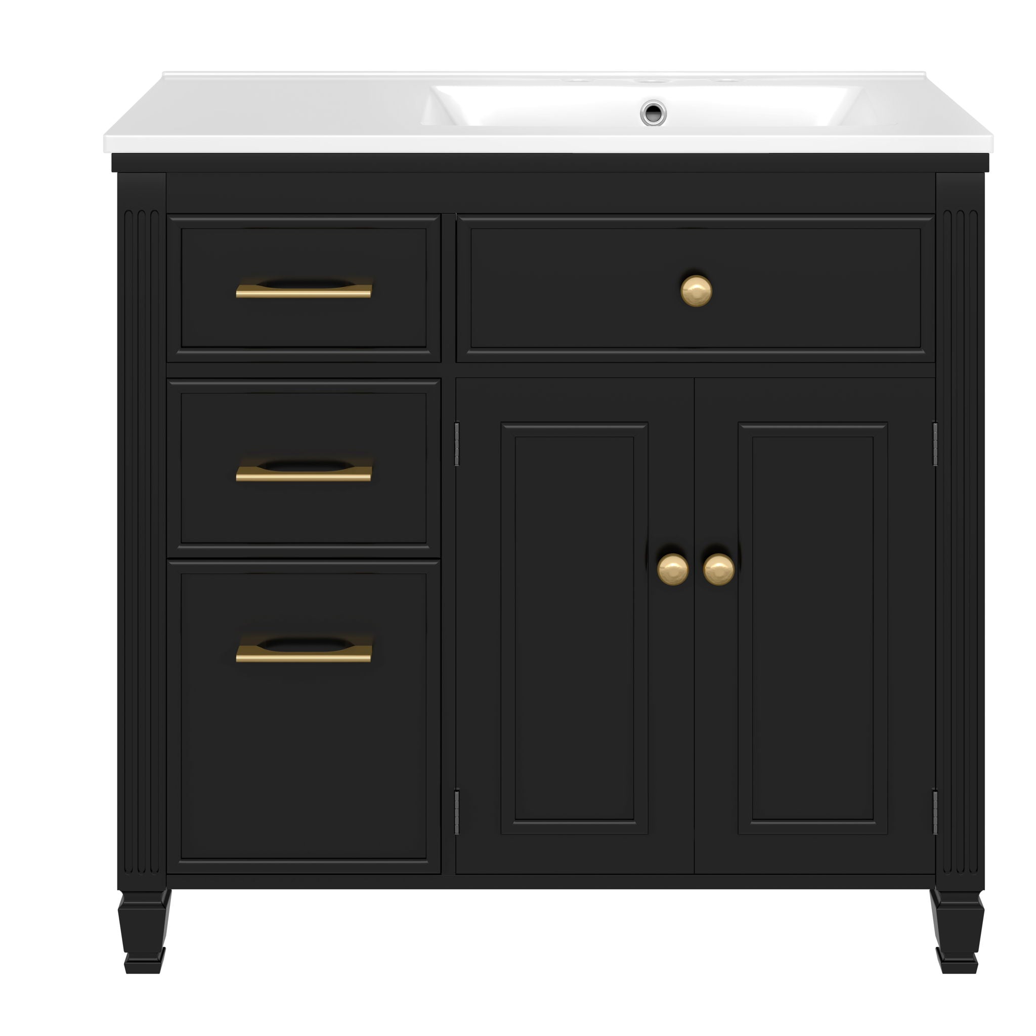 Modern Bathroom Vanity With Ceramic Sink, Freestanding