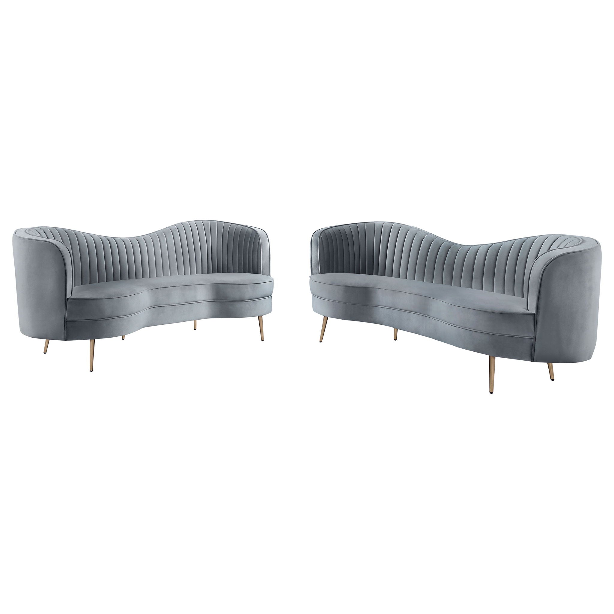 Sienna - 2 Piece Back Living Room Set, Sofa & Loveseat - Gray by HouseOfZazla