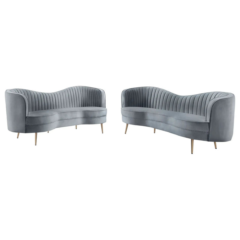Sienna - 2 Piece Back Living Room Set, Sofa & Loveseat - Gray by HouseOfZazla