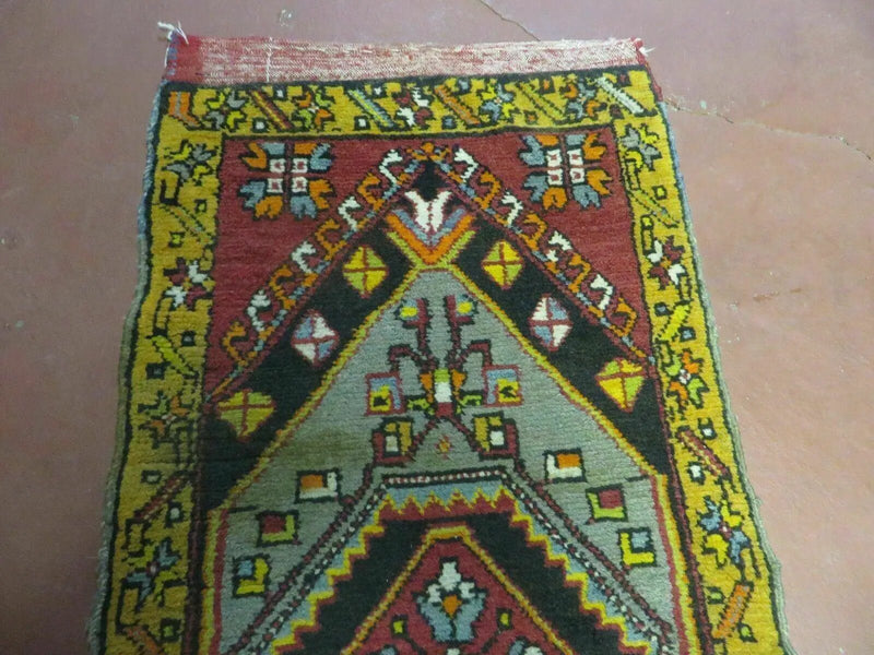 19" X 42" Antique Handmade Turkish Colorful Oushak Oshak Yastik Wool Rug Mat by Jewel Rugs