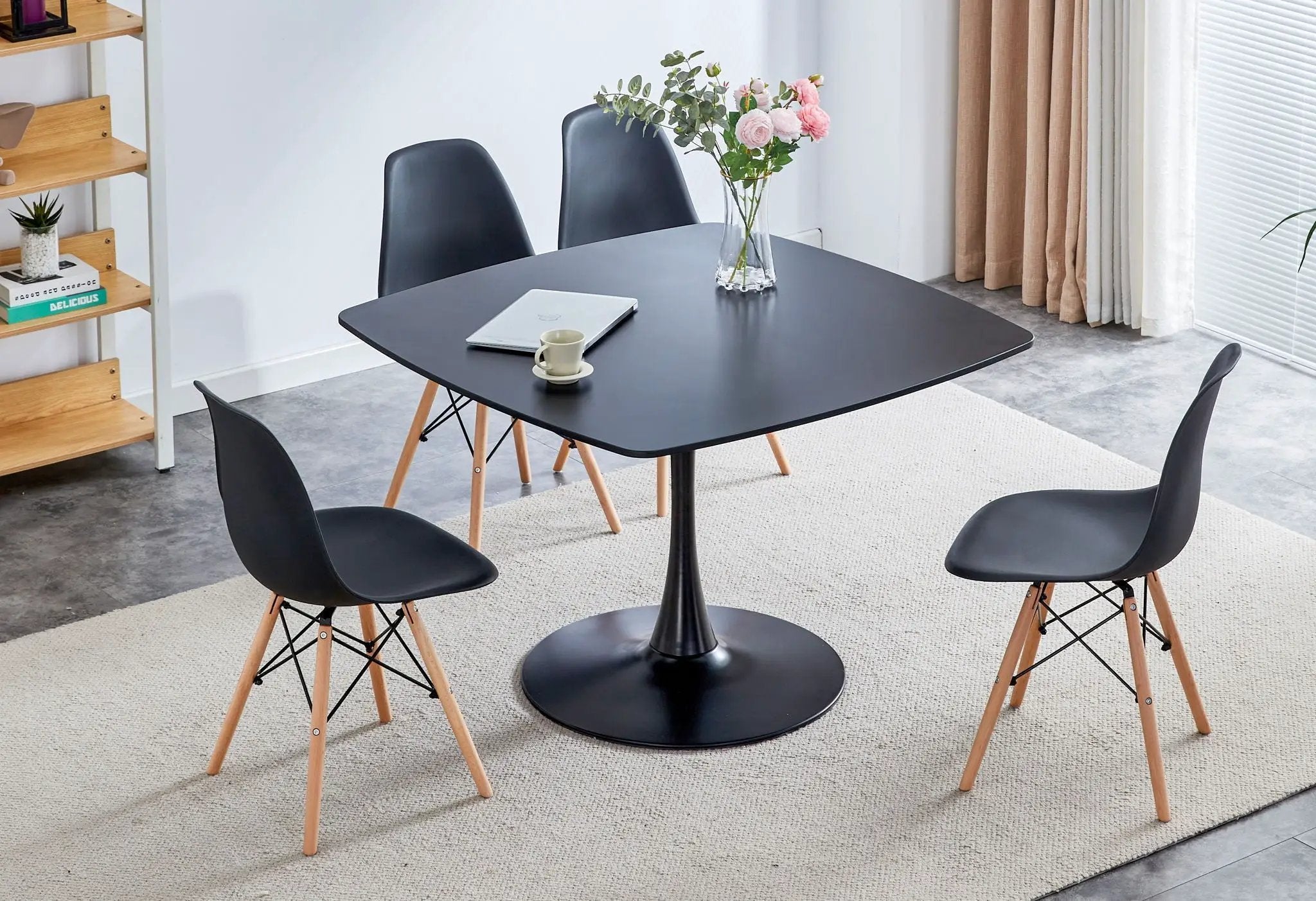 Table Mid-Century Dining Table For 4-6 People With Round Table Top, Pedestal Dining Table, End Table Leisure Coffee Table by HouseOfZazla
