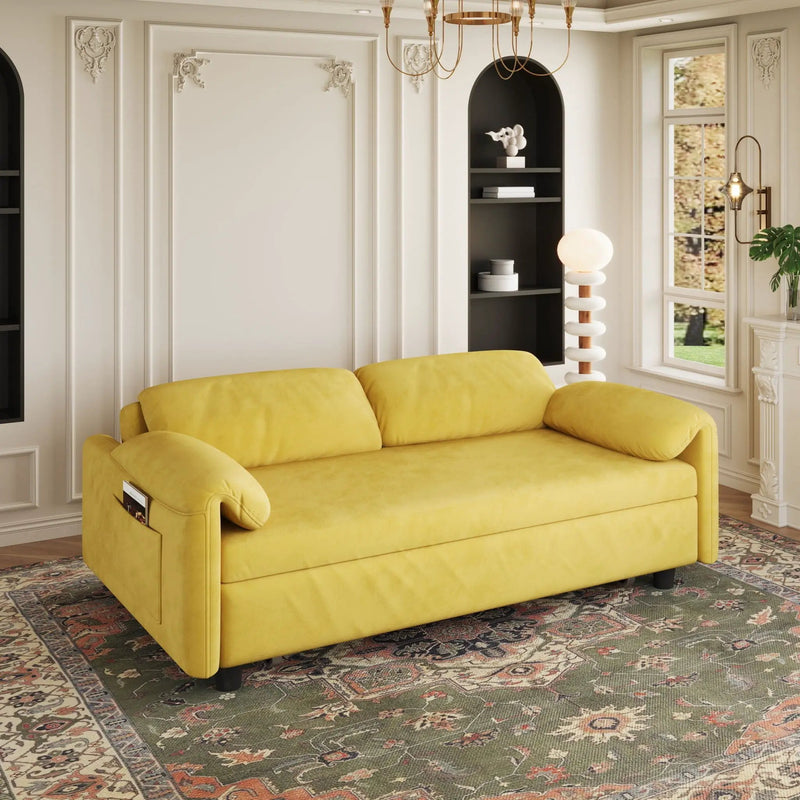 Sofa, Dual Purpose Lounge With Retractable Queen Size Bed by HouseOfZazla