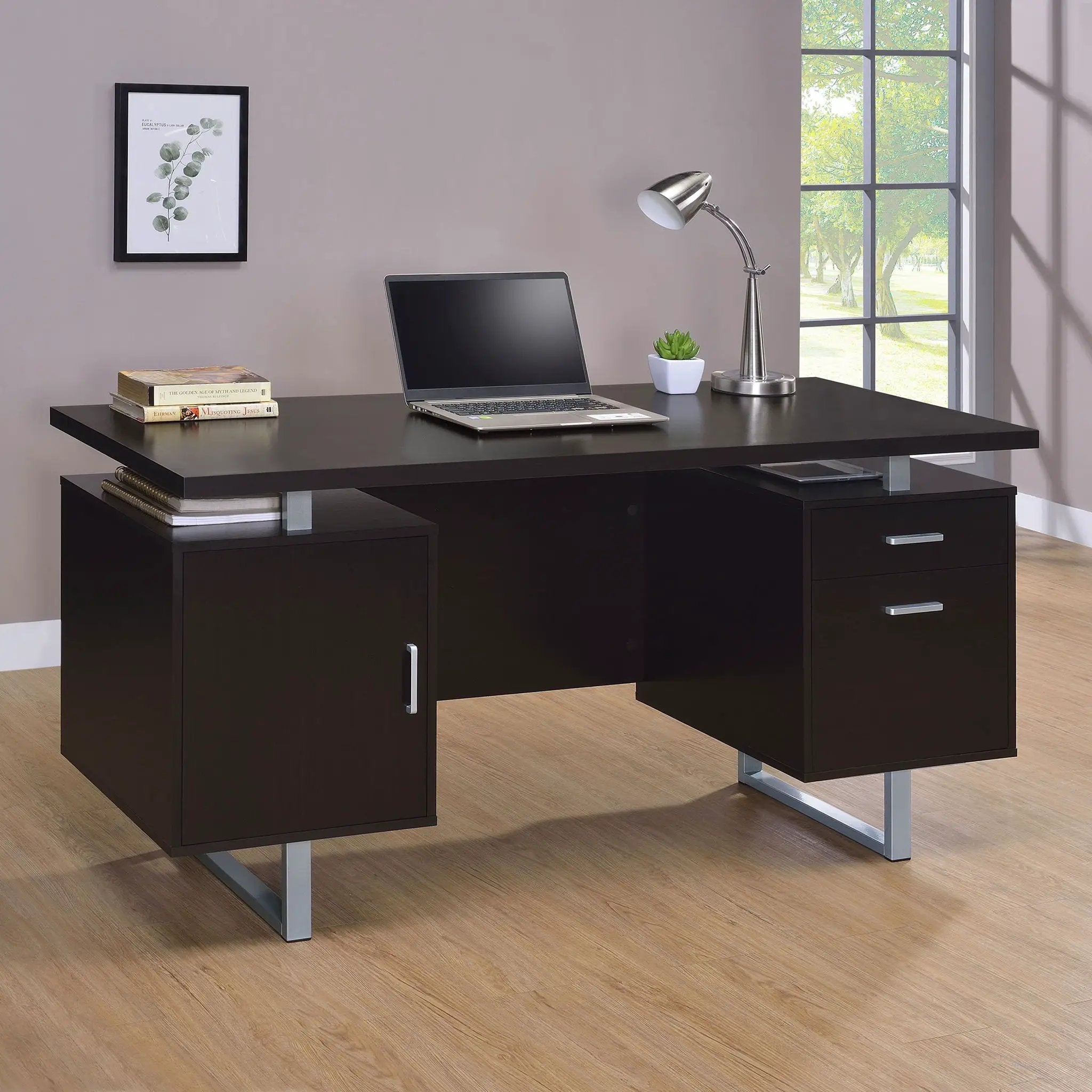 Lawtey 60-inch 2-drawer Office Computer Desk Cappuccino by Unique Piece Furniture