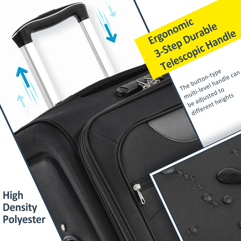 Softside Luggage Expandable 3 Piece Set Suitcase Upright Spinner Softshell Lightweight Luggage Travel Set by HouseOfZazla