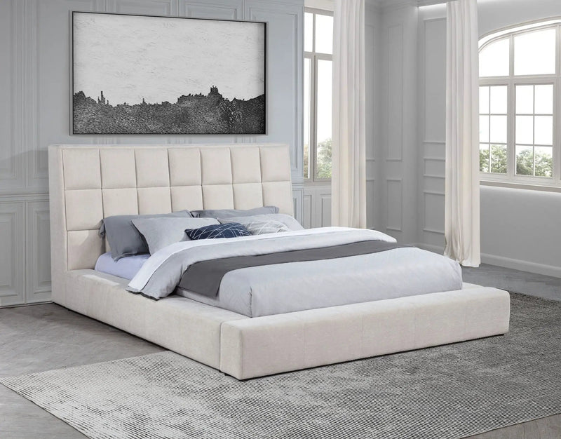 Dreux Upholstered Eastern King Panel Platform Bed Cream by Unique Piece Furniture
