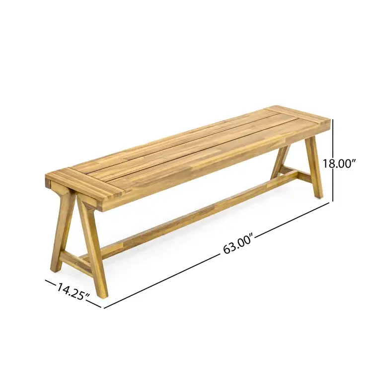 Outdoor Dining Benches (Set of 2) - Acacia Wood with Teak Finish by HouseOfZazla