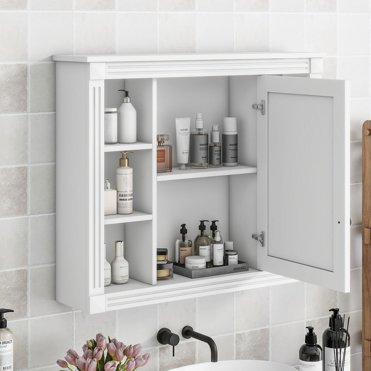 Wall Mounted Bathroom Storage Cabinet with Mirror - Blue, White, or Dark Gray, photo 12 of 12