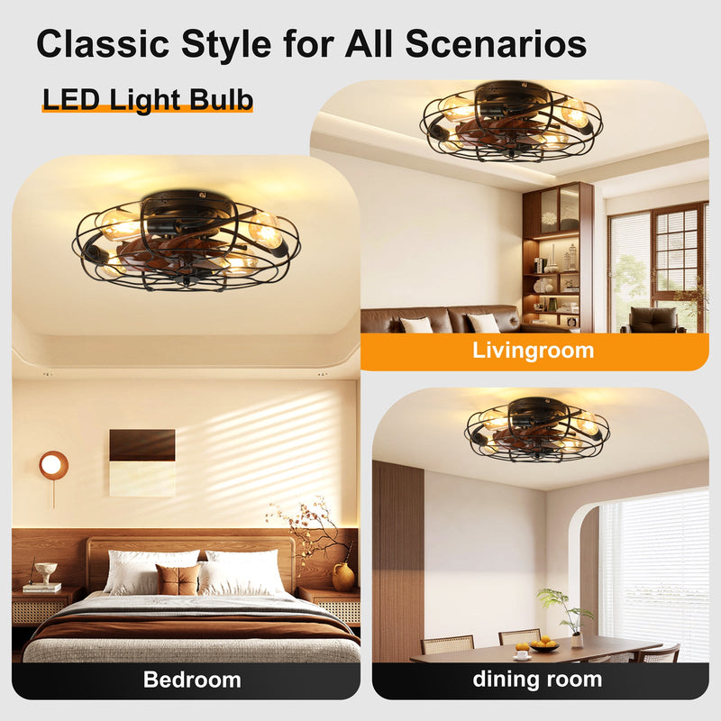 19.7" Industrial Caged Ceiling Fan with Light by HouseOfZazla