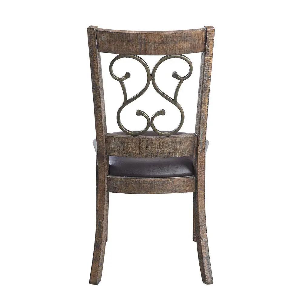 Raphaela - Side Chair (Set of 2) - Black Synthetic Leather & Weathered Cherry by Unique Piece Furniture