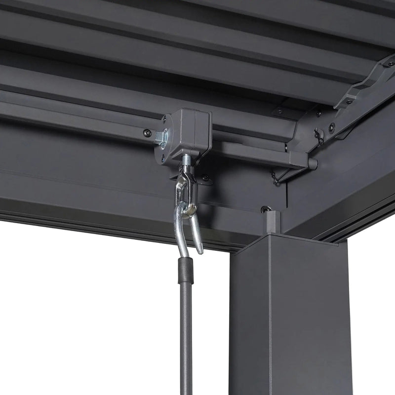 Byron Black Outdoor Pergola Aluminum with Adjustable Louvered Roof by HouseOfZazla