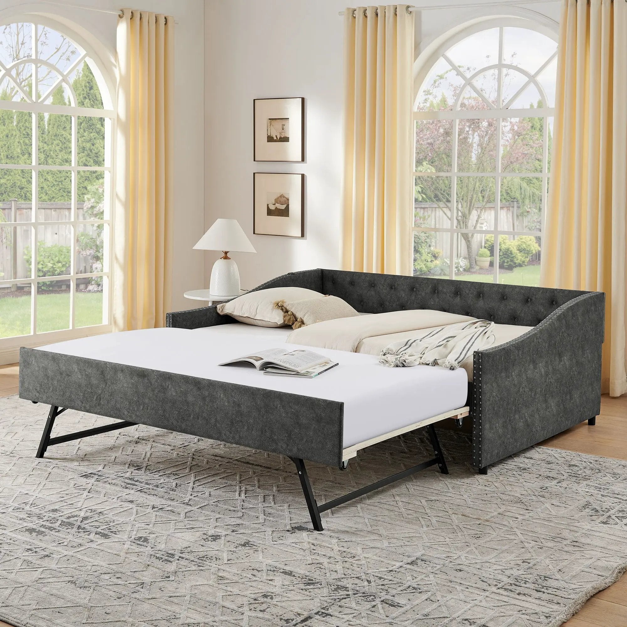 Upholstered Daybed With USB Charging & Pull Out Bed by Unique Piece Furniture