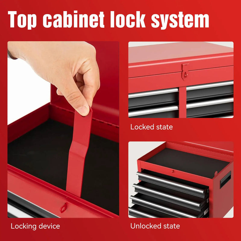 Tool Chest, 5 Drawer Rolling Tool Storage Cabinet With Detachable Top Tool Box, Liner, Universal Lockable Wheels, Adjustable Shelf, Locking Mechanism, Metal Tool Cart For Garage Workshop by HouseOfZazla