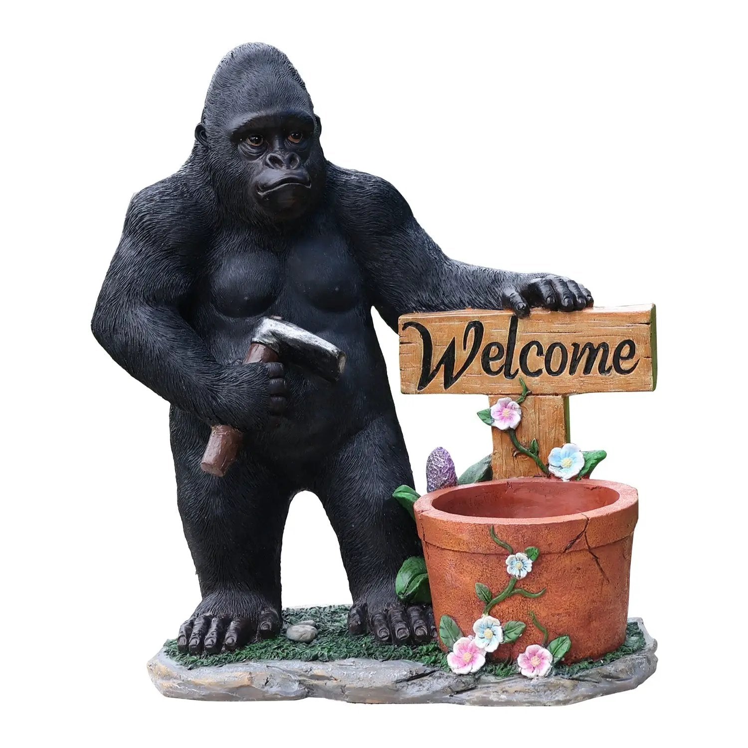 Outdoor Garden Sculpture Chimpanzee Flower Pot Planter by HouseOfZazla