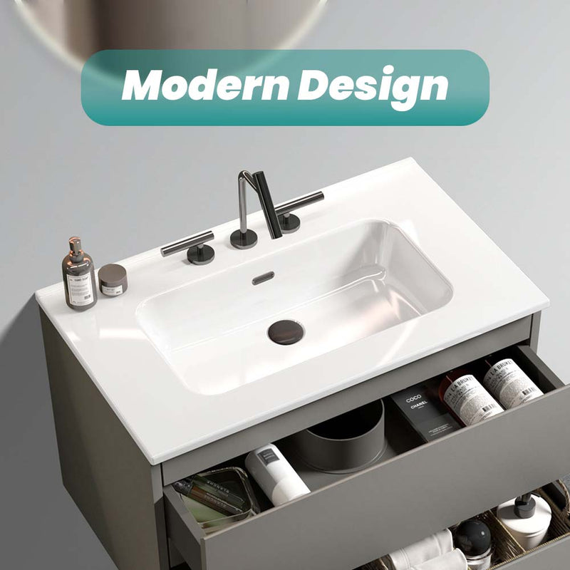 Glossy White Ceramic Integrated Sink by HouseOfZazla