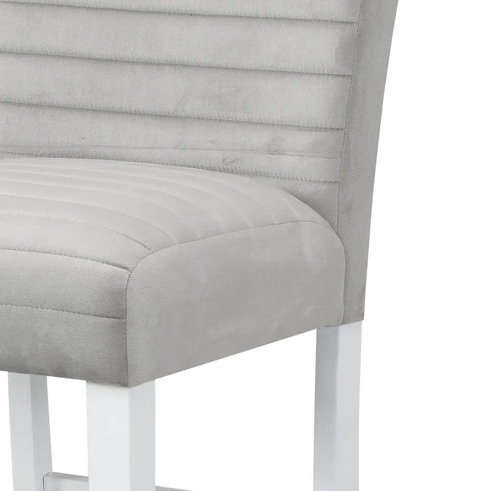 Elizaveta - Counter Height Chair (Set of 2) - Gray Velvet &White High Gloss by Unique Piece Furniture