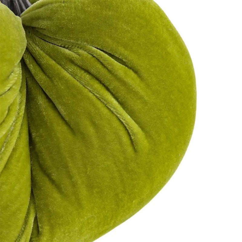 Velvet Weighted Pumpkin With Resin Stem Apple, Pumpkin Ornament Decor For Holiday Harvest Festival Fall Festival & Thanksgiving (Set of 2) - Green by HouseOfZazla