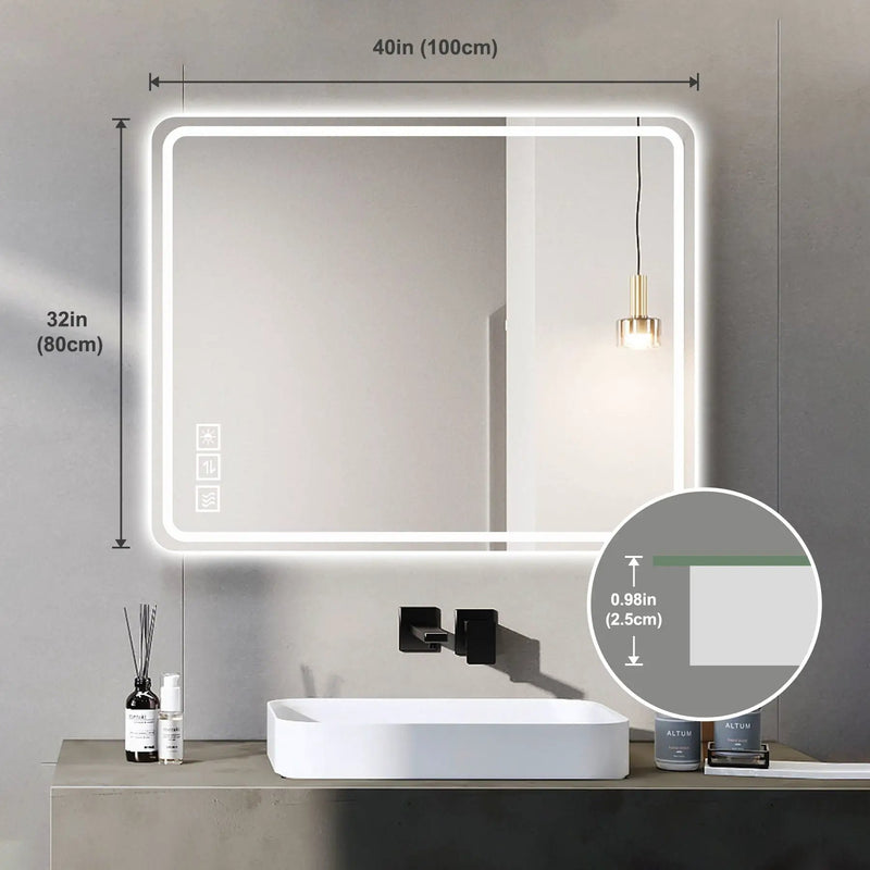 Bathroom Mirror Vanity Mirrors With Front Lights, Wall Mounted, Anti-Fog, Frameless, Horizontal Or Vertical by HouseOfZazla