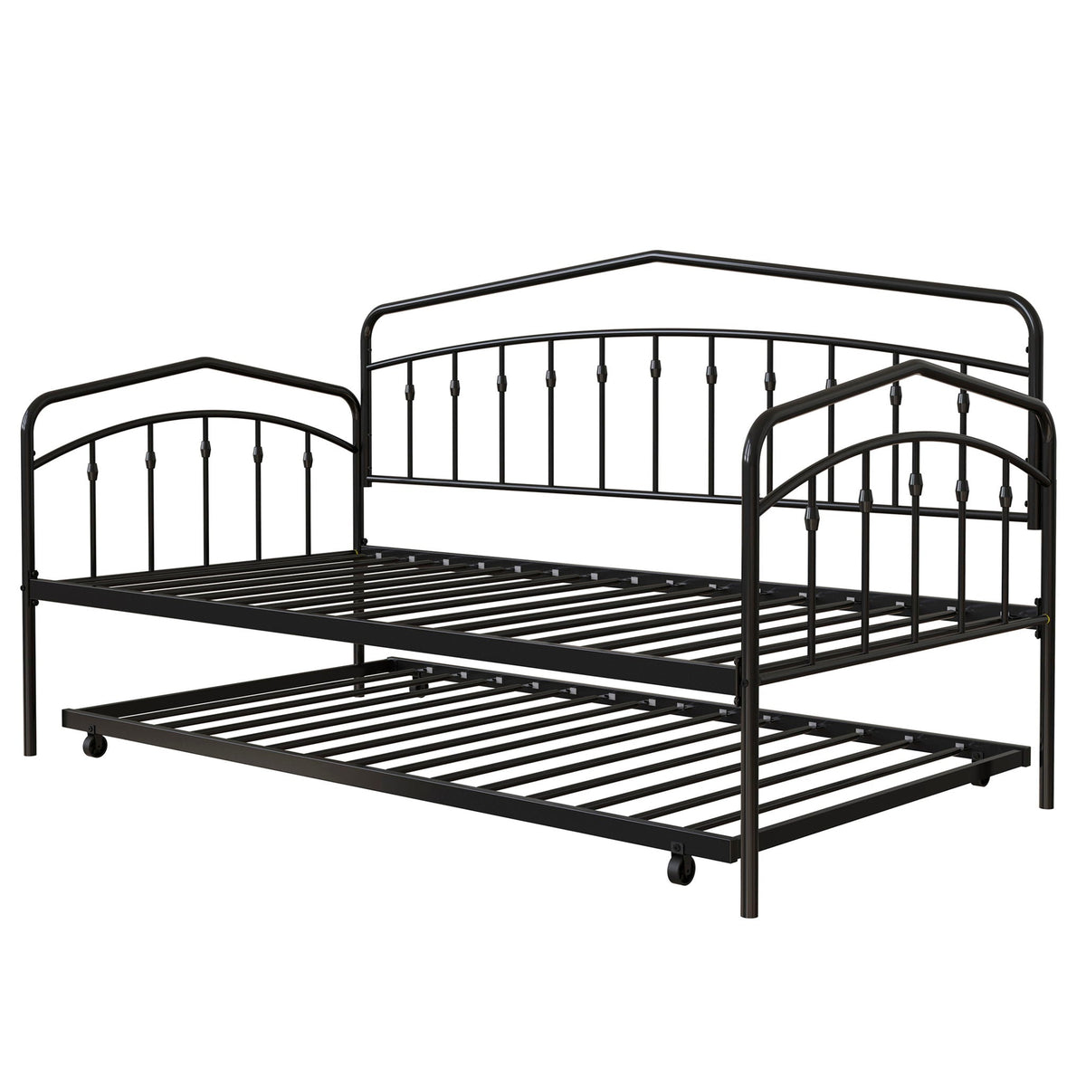Fox Daybed With Twin Trundle - Metal Frame, Black or White, photo 29 of 29