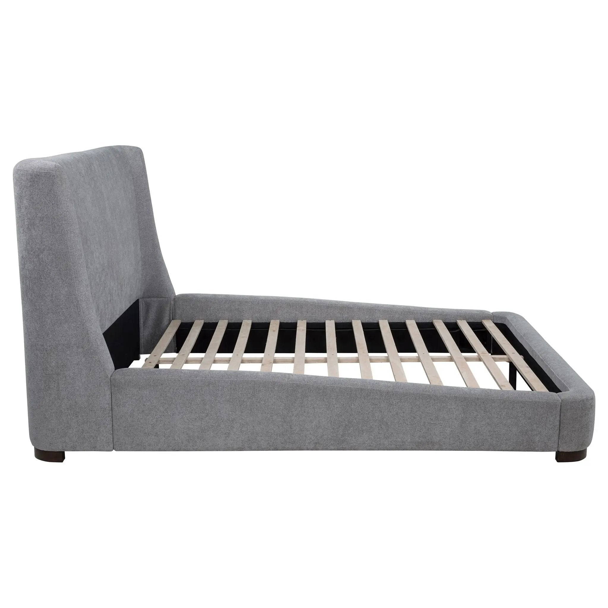 Rennes Upholstered Queen Wingback Platform Bed Grey by Unique Piece Furniture