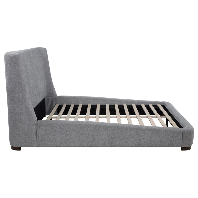 Rennes Upholstered Queen Wingback Platform Bed Grey by Unique Piece Furniture
