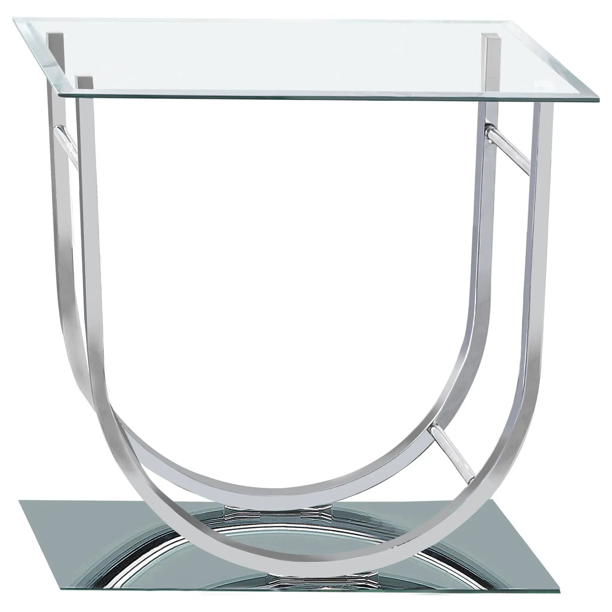 Danville Square U-Shaped Glass Top Side End Table Chrome by Unique Piece Furniture