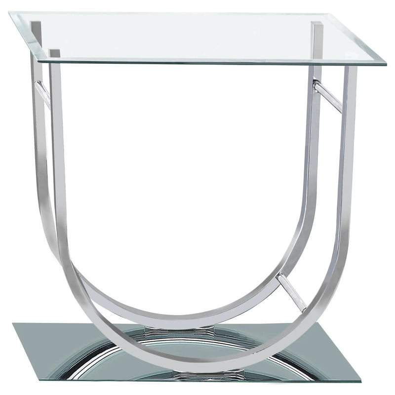 Danville Square U-Shaped Glass Top Side End Table Chrome by Unique Piece Furniture