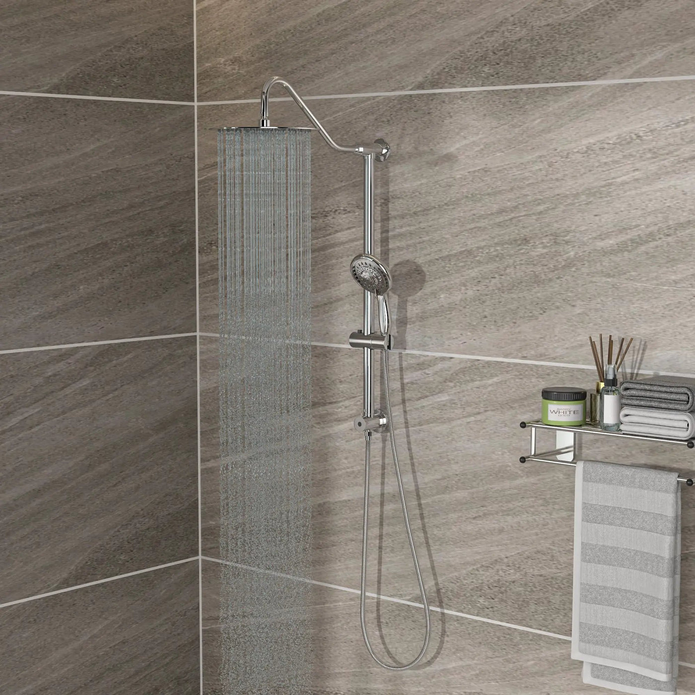 Shower System With 5 Function Rain Hand Shower And Slide Bar Combo by HouseOfZazla