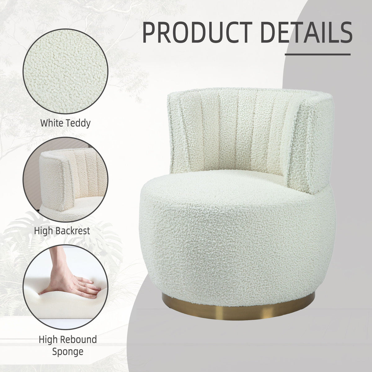 360 Degree Swivel Cuddle Barrel Accent Sofa Chair, photo 40 of 40